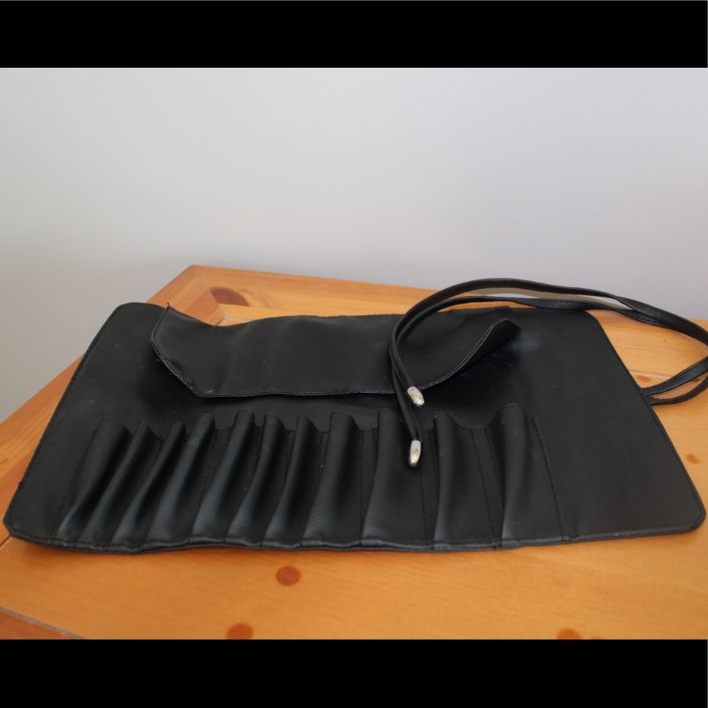 Black Leather Makeup Brush Roll!